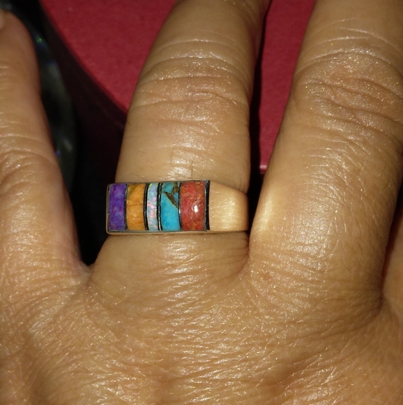 ❤STUNNING!/COLORFUL GEMSTONES RING SZ,9💕 - Picture 5 of 7